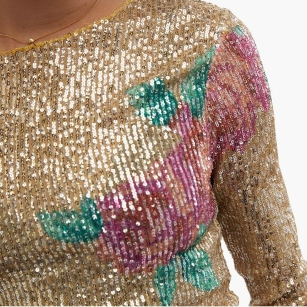 NWT Free People Intimately Free People Gold Rush Sequin Top Size Medium - Picture 5 of 11